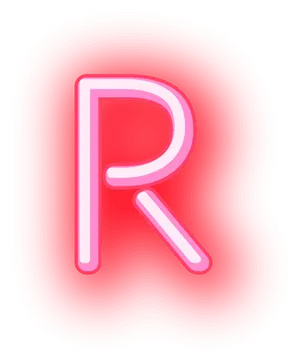 Neon Lit Letter R Symbol PNG Image