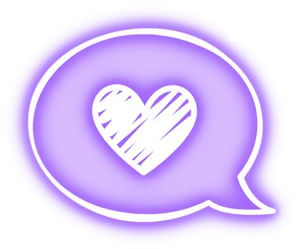 Neon Love Heart Speech Bubble PNG Image