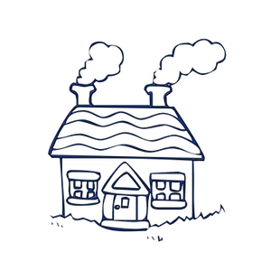 Neon Outline Cottage Illustration PNG Image