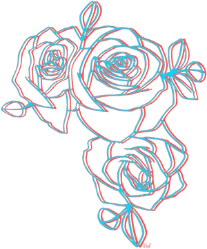 Neon_ Outline_ Roses_ Art PNG Image