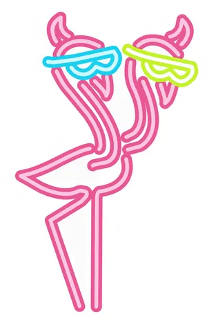 Neon Outlined Flamingo Decal PNG Image