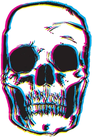 Neon Outlined Skull Art PNG Image