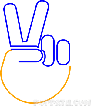 Neon Peace Sign Hand Gesture PNG Image