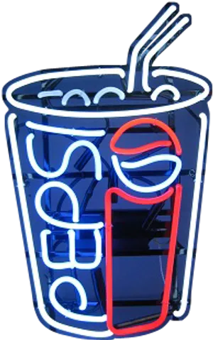 Neon Pepsi Cup Sign PNG Image