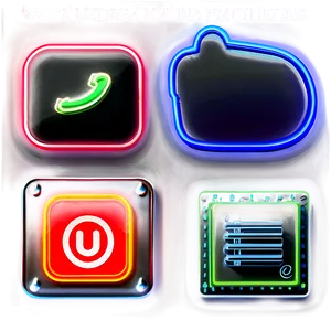 Neon Social Media Icons Png Biq PNG Image