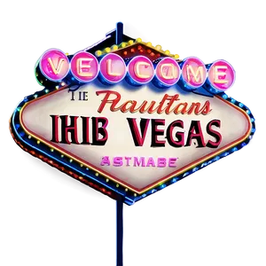 Neon Welcome Sign Las Vegas Style PNG Image