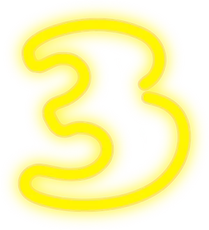 Neon Yellow Number Three PNG Image