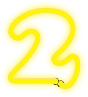 Neon Yellow Number Two PNG Image