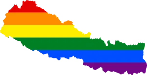 Nepal Map Rainbow Colors PNG Image