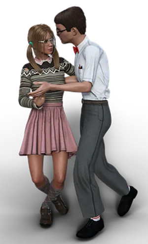 Nerdy Couple First Kiss PNG Image