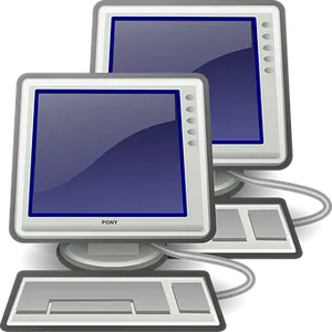 Networked Computer Illustration PNG Image