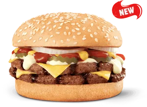 New Cheeseburger Promotion PNG Image