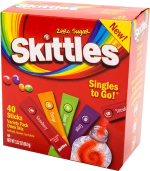 New Skittles Zero Sugar Drink Mix Packaging PNG Image