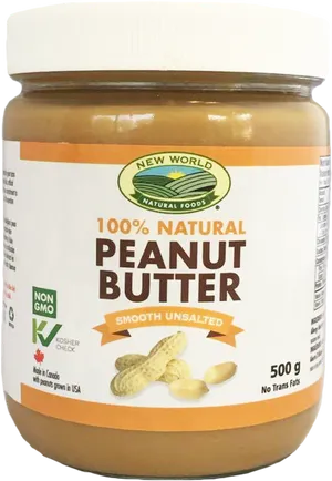 New World Natural Foods Smooth Peanut Butter Jar PNG Image