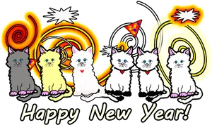 New_ Year_ Celebration_ Cats PNG Image