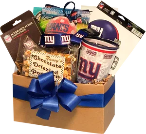 New York Giants Themed Gift Basket PNG Image