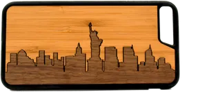 New York Skyline Engraved Phone Case PNG Image