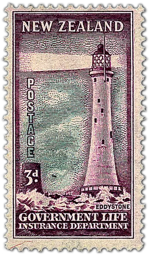 New Zealand Vintage Lighthouse Stamp PNG Image