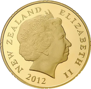 New Zealand2012 Gold Coin Queen Elizabeth I I PNG Image