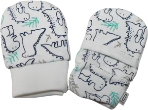 Newborn Dinosaur Print Mittens PNG Image