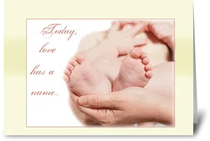 Newborn Feetin Hands Card PNG Image