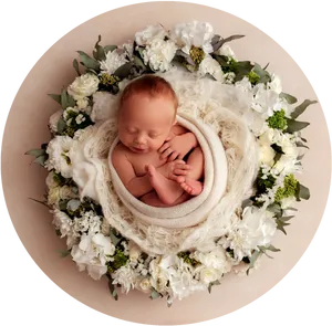 Newbornin Floral Nest PNG Image