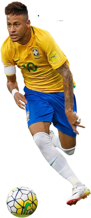 Neymar Brazilian Soccer Player Dribbling PNG Image