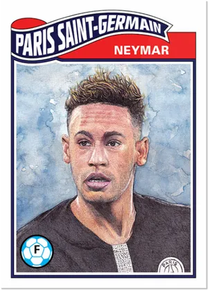 Neymar P S G Portrait Card PNG Image