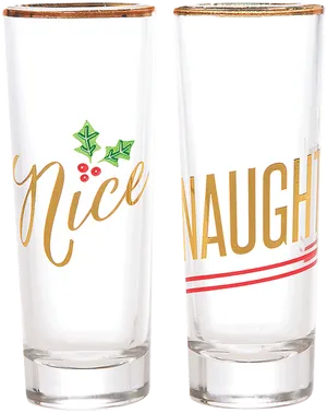 Nice Naughty Holiday Shot Glasses PNG Image