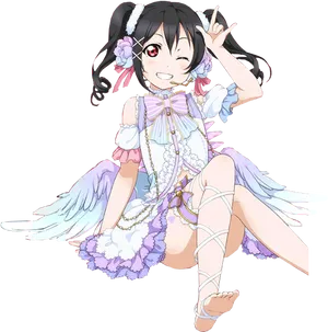 Nico Yazawa Anime Angel Costume PNG Image