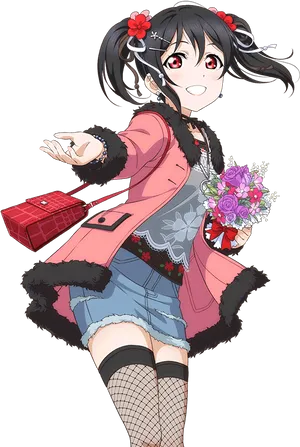 Nico Yazawa Anime Character Pose PNG Image