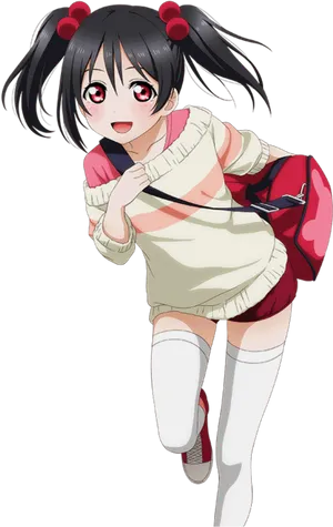 Nico Yazawa Anime Character Running PNG Image