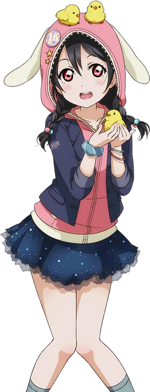 Nico Yazawa Cute Bunny Hat PNG Image