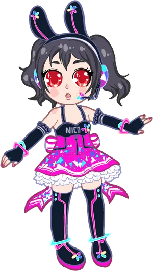 Nico Yazawa Cyber Bunny Costume PNG Image