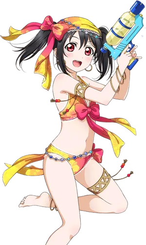 Nico Yazawa Summer Water Gun Fun PNG Image