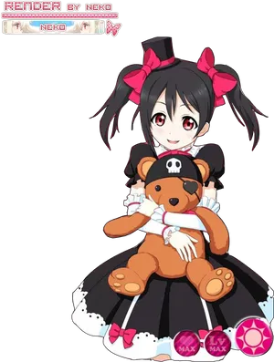 Nico Yazawa With Teddy Bear Render PNG Image