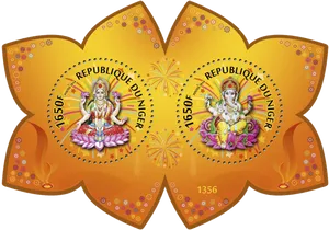 Niger Republic Hindu Deities Stamp Design PNG Image