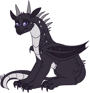 Night Wing_ Dragon_ Sitting_ Illustration PNG Image