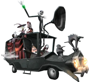 Nightmare Before Christmas Characters Riding PNG Image