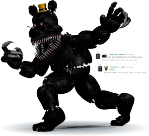 Nightmare Freddy Five Nightsat Freddys Render PNG Image