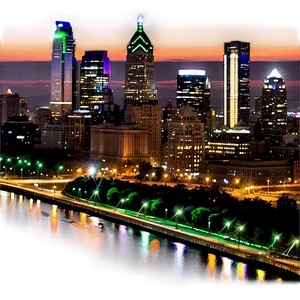 Nighttime Philadelphia Skyline View Png 06252024 PNG Image