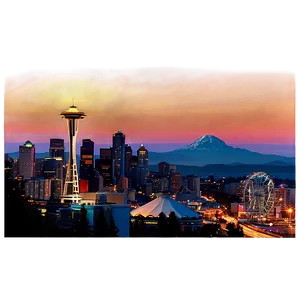 Nighttime Seattle Skyline View Png Quo PNG Image