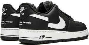 Nike Air Force1 Low Black White Sneakers PNG Image