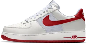 Nike Air Force1 Red Swoosh Side View PNG Image