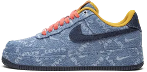 Nike Denim Air Force1 Sneaker PNG Image