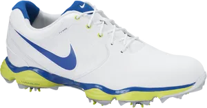 Nike Lunarlon Golf Shoes White Blue PNG Image