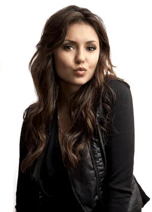 Nina Dobrev Portrait Black Outfit PNG Image