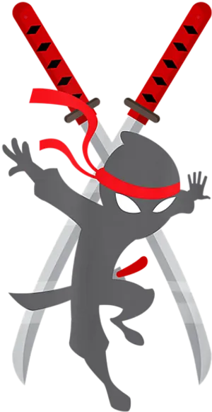 Ninja Cartoon Character With Swords PNG Image