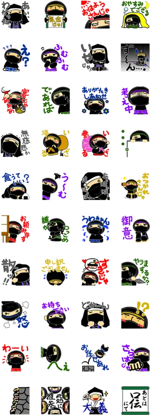 Ninja Hattori Emoticons Set PNG Image