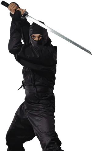 Ninja Warrior Posewith Sword PNG